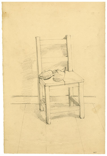CHAIR AND SHOES | Graphite on Paper | 17.5" x 10.75"