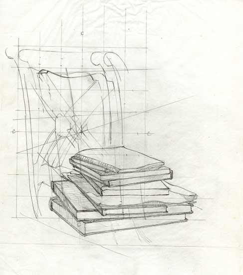 CHAIR BOOKS | Graphite/Xerox on Paper | 15" x 12"