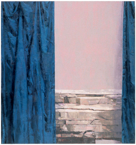 CURTAINED LEDGE | 1992 | Oil on Canvas | 30" x 28"