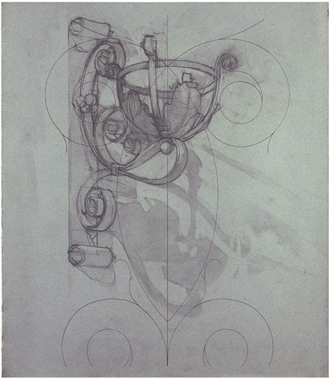 EOL SCONCE | 1994 | Graphite on Paper | 26" x 23"