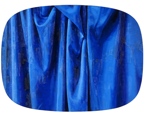 BLUE DRAPE | 2023 | 14" x 18" x 2.25" | Oil on Panel